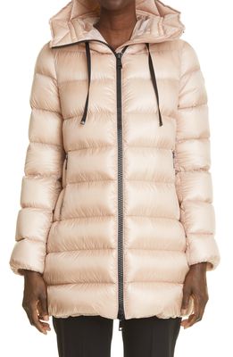 Moncler Suyen Water Resistant Hooded Down Puffer Coat in Light Pink