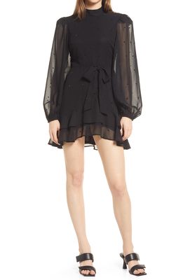 RAHI Glimmer Long Sleeve Minidress in Black
