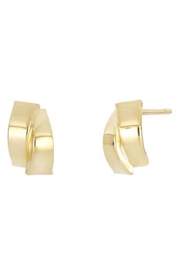 Bony Levy 14K Gold Crossover Curved Stud Earrings in Yellow Gold