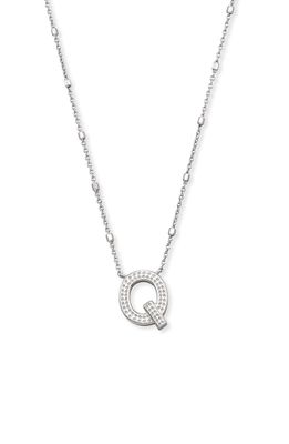 Kendra Scott Initial Pendant Necklace in Rhodium Metal-Q