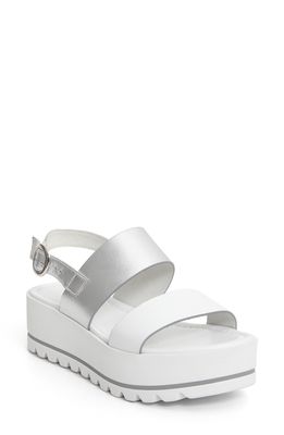 NeroGiardini Double-Band Platform Sandal in White