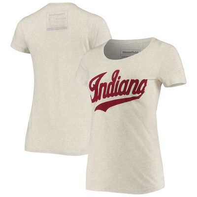 Women's Homefield Heathered Oatmeal Indiana Hoosiers Vintage Script Tri-Blend T-Shirt