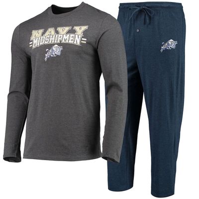 Men's Concepts Sport Navy/Heathered Charcoal Navy Midshipmen Meter Long Sleeve T-Shirt & Pants Sleep Set