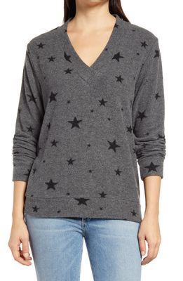 Loveappella Star V-Neck Top in Charcoal