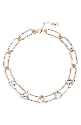 Open Edit Bold Cubic Zirconia Collar Necklace in Clear- Gold