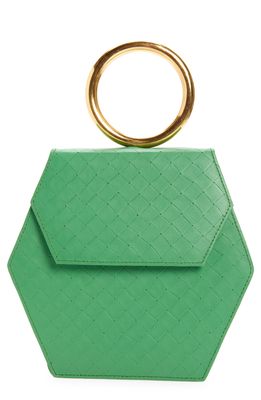 Anima Iris Zuri Woven Leather Top Handle Bag in Palm Tree Green