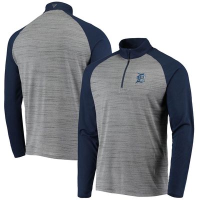 Men's Levelwear Gray/Navy Detroit Tigers Vandal Raglan Quarter-Zip Pullover Jacket