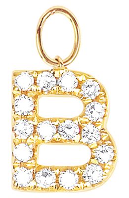 EF Collection Diamond Initial Huggie Charm in 14K Yellow Gold/B
