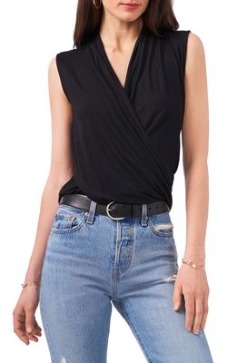 1.STATE Surplice Sleeveless Top in Rich Black