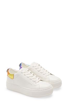Kurt Geiger London Rainbow Shop Laney Eagle Sneaker in White/Multi Color Leather
