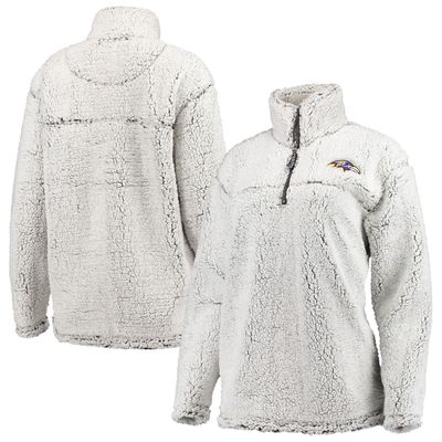 Women's G-III 4Her by Carl Banks Gray Baltimore Ravens Sherpa Quarter-Zip Pullover Jacket