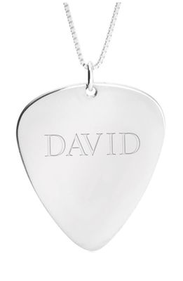 MELANIE MARIE Personalized Guitar Pick Pendant Necklace in Sterling Silver