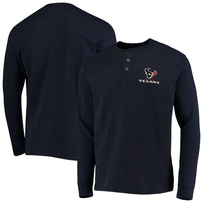 Men's Dunbrooke Navy Houston Texans Logo Maverick Thermal Henley Long Sleeve T-Shirt