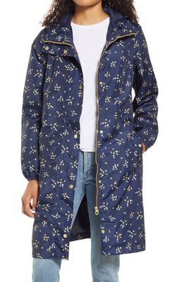 Joules Waybridge Packable Hooded Rain Jacket in Navy Ditsy