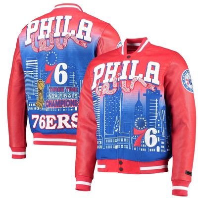 Men's Pro Standard Red Philadelphia 76ers Remix Varsity Full-Zip Jacket