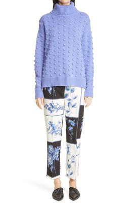 Lela Rose Popcorn Stitch Oversize Wool & Cashmere Sweater in Periwinkle