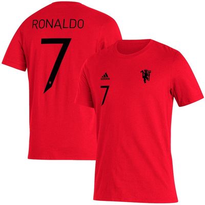 Men's adidas Cristiano Ronaldo Red Manchester United Name & Number Amplifier T-Shirt