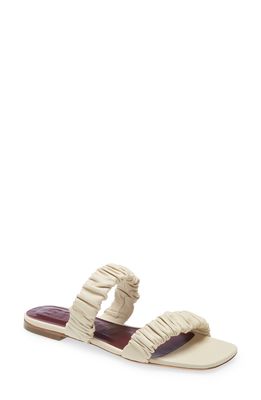 STAUD Maya Ruched Slide Sandal in Cream