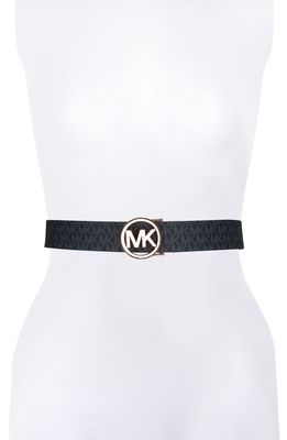 MICHAEL Michael Kors Logo Reversible Leather Belt in Admiral