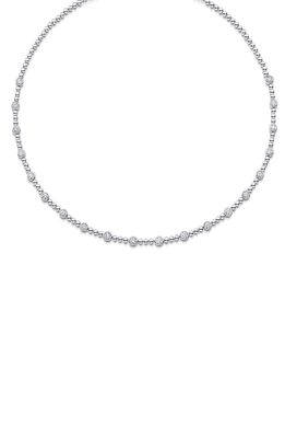 Sara Weinstock Isadora Bezel & Bead Chain Necklace in 18K Wg