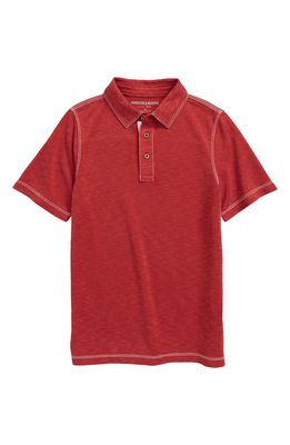 Johnston & Murphy Kids' Slub Polo in Red