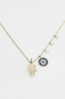 Meira T Desert Infusion Diamond & Sapphire Pendant Necklace in Yellow Gold/Blue Sapphire