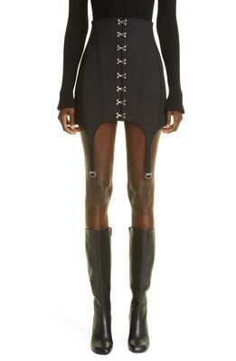 Dion Lee High Waist Corset Front Garter Miniskirt in Black