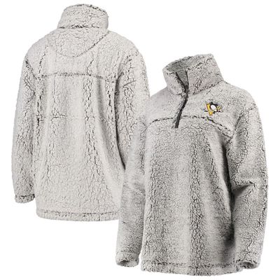 Women's G-III 4Her by Carl Banks Gray Pittsburgh Penguins Sherpa Quarter-Zip Pullover Jacket