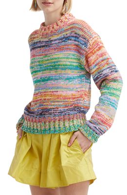 Oscar de la Renta Space Dye Cotton Sweater in Rainbow