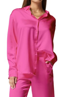 LITA by Ciara Soiree Stretch Charmeuse Silk Button-Up Shirt in Knockout
