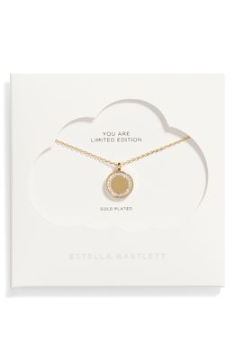 Estella Bartlett Cubic Zirconia Halo Coin Pendant Necklace in Gold