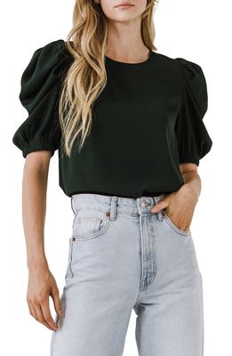 English Factory Puff Sleeve Top in Emerald
