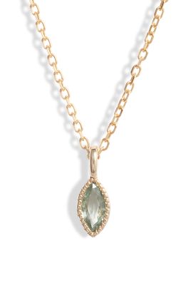 Jennie Kwon Designs Green Sapphire Marquise Pendant Necklace in 14K Yellow