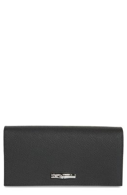 Longchamp Roseau Leather Continental Wallet in Black