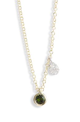 Meira T Diopside & Diamond Charm Necklace in Yellow Gold