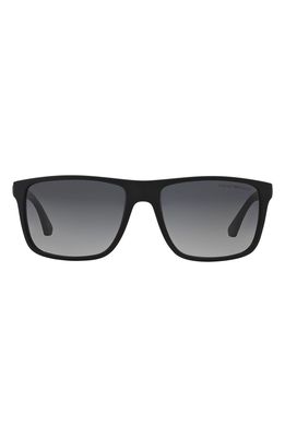 Emporio Armani 56mm Polarized Square Sunglasses in Polarized Black