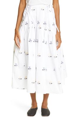 Cecilie Bahnsen Lilly Embroidered Midi Skirt in White