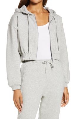 Mavi Jeans Mavi Women's Zip Front Crop Cotton Blend Hoodie in Grey Melange