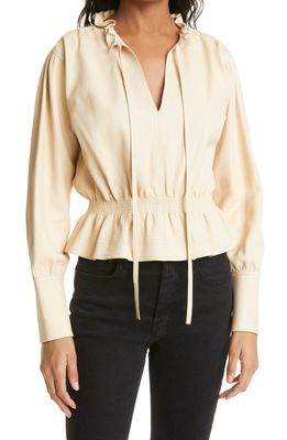 Rebecca Taylor Glove Leather Blouse in Straw