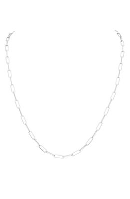 Stephanie Windsor 14K Gold Thin Rectangle Link Chain Necklace in White Gold