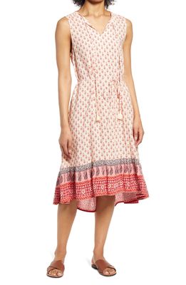 beachlunchlounge Lou Lou Belted Sleeveless Shift Dress in Apricot