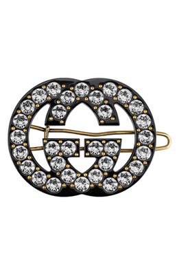 Gucci Crystal Embellished GG Hair Clip in Black