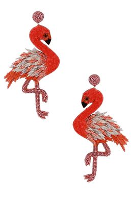Deepa Gurnani Flamingo Drop Earrings in Orange