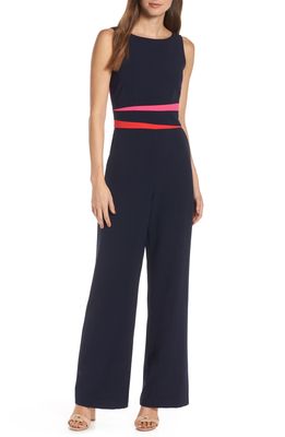 Vince Camuto Colorblock Crepe Jumpsuit in Navy/Red