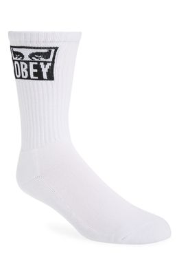 Obey Eyes Icon Crew Socks in White