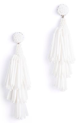 Deepa Gurnani Rain Tassel Earrings in White