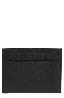 Longchamp Le Foulonne Leather Card Case in Black