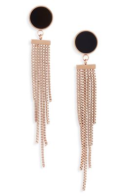 Knotty Deco Chain Tiered Drop Earrings in Rose Gold