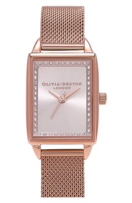 Olivia Burton Classics Rectangular Mesh Strap Watch