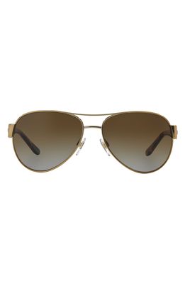 Ralph Lauren 58mm Gradient Polarized Aviator Sunglasses in Shiny Pale Gold/gr Brown